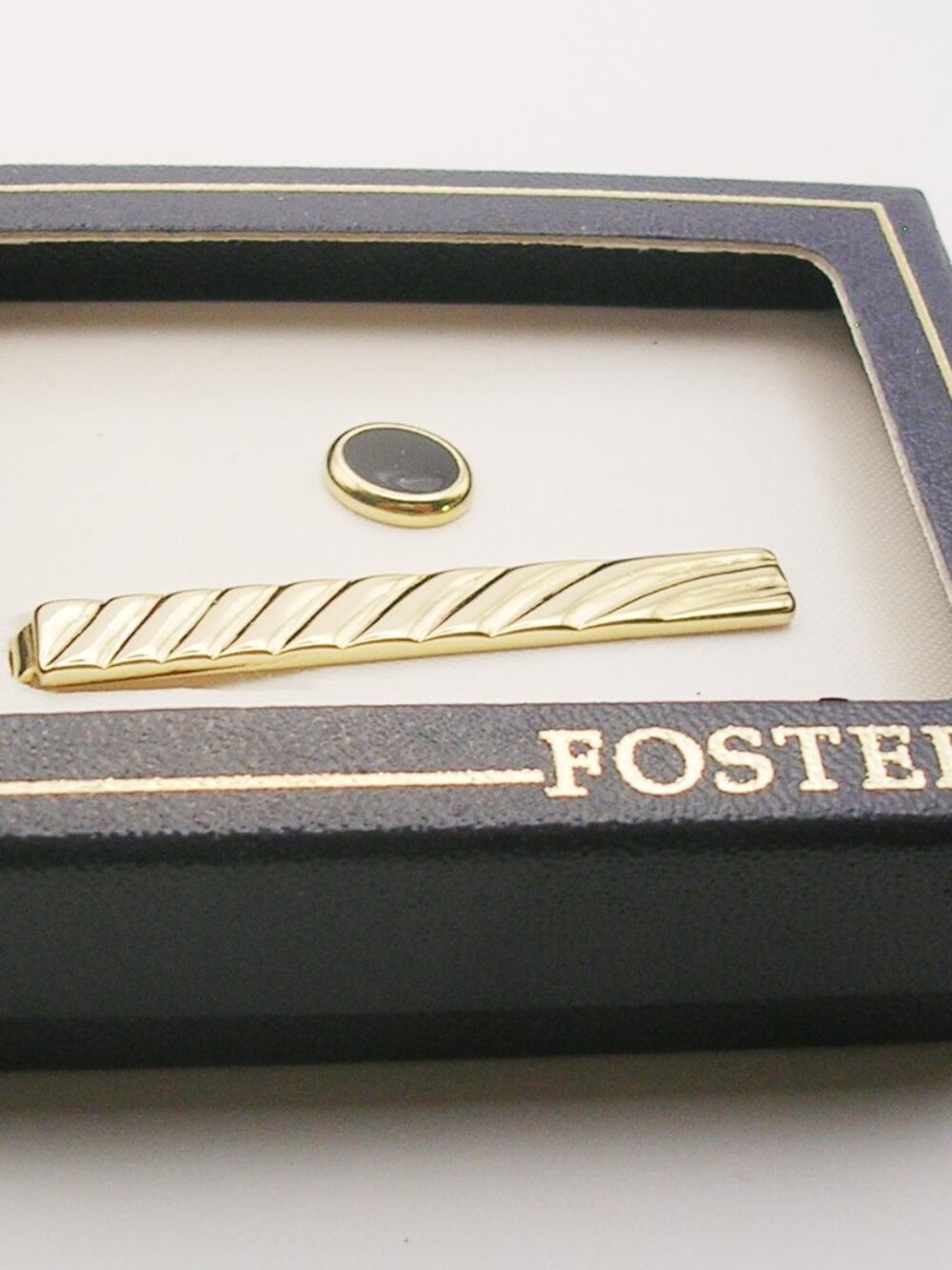 Vintage Tie Clip Tie Tac Set gold tone Foster Formal Men's Suit Accessory
